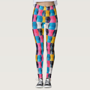 Lebhaftes 3D-Stundenglas Geometrisches Muster Leggings