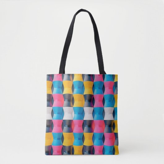 Lebhaftes 3D-Stundenglas Geometrisches Muster Tasche (Vorderseite)