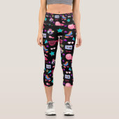 Lebhaftes 80er-Design Capri Leggings (Vorderseite)