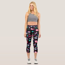 Lebhaftes 80er-Design Capri Leggings