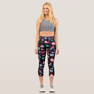 Lebhaftes 80er-Design Capri Leggings