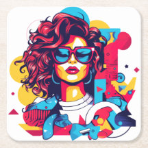 Lebhaftes 80er-Portrait mit geometrischem Muster