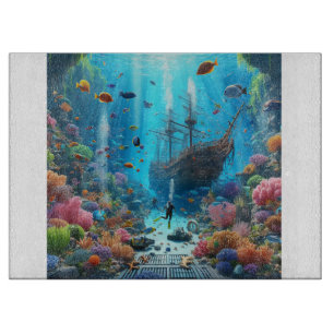 Lebhaftes Abenteuer unter Wasser für Korallenriffe Schneidebrett