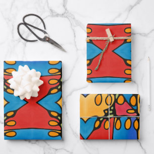 Lebhaftes Abstrakt Geschenkpapier Set