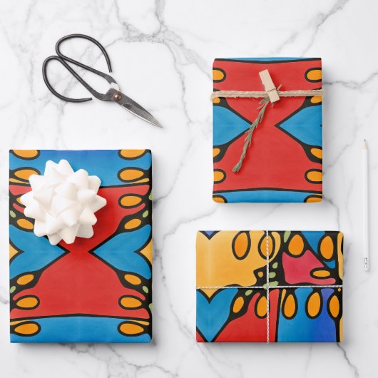 Lebhaftes Abstrakt Geschenkpapier Set (Vorderseite)