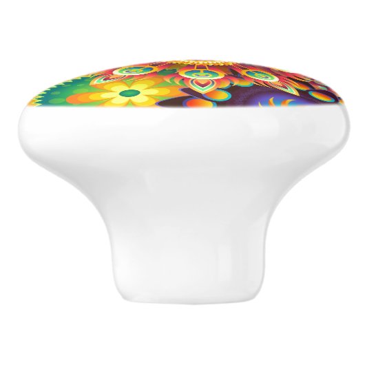 Lebhaftes Abstrakt Keramikknauf (Seitenansicht)