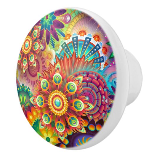 Lebhaftes Abstrakt Keramikknauf (Rechts)