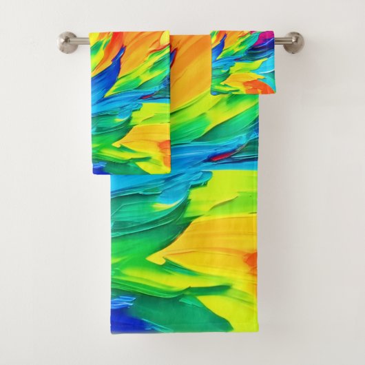 Lebhaftes Abstraktes Ausdrucksbild Badhandtuch Set (Insitu)
