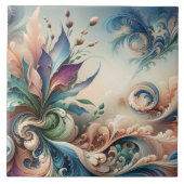 Lebhaftes Abstraktes Blumendesign in sanften Farbe Fliese (Vorderseite)