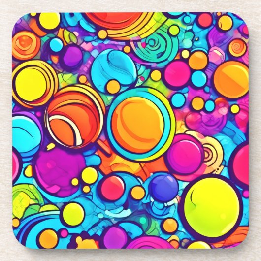 Lebhaftes Abstraktes Bubbles Artwork Getränkeuntersetzer (Vorderseite)