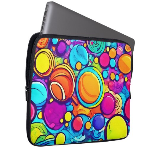 Lebhaftes Abstraktes Bubbles Artwork Laptopschutzhülle (Vorne Rechts)