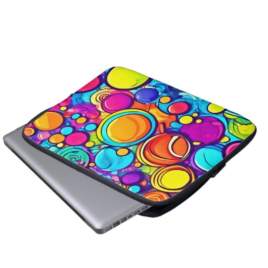Lebhaftes Abstraktes Bubbles Artwork Laptopschutzhülle (Vorne Knopf)