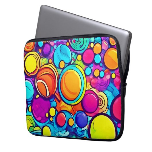 Lebhaftes Abstraktes Bubbles Artwork Laptopschutzhülle (Vorderseite Links)