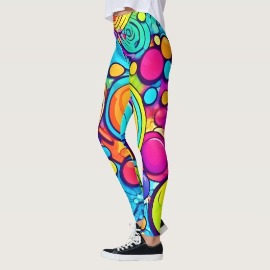 Lebhaftes Abstraktes Bubbles Artwork Leggings (Links)