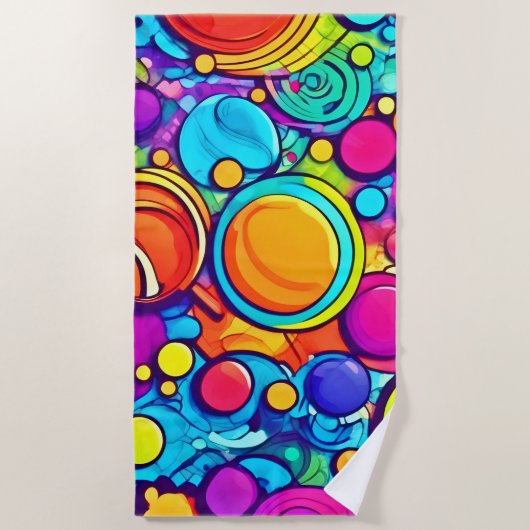 Lebhaftes Abstraktes Bubbles Artwork Strandtuch (Vorderseite)