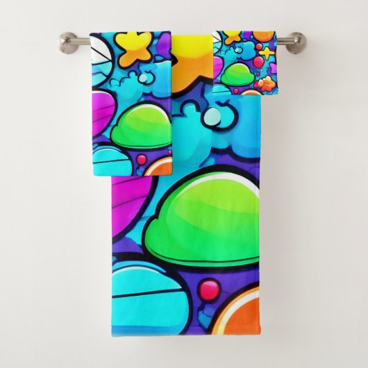 Lebhaftes Abstraktes Candyland Badhandtuch Set (Insitu)