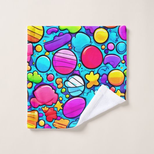 Lebhaftes Abstraktes Candyland Badhandtuch Set (Waschlappen)