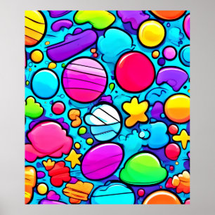 Lebhaftes Abstraktes Candyland Poster