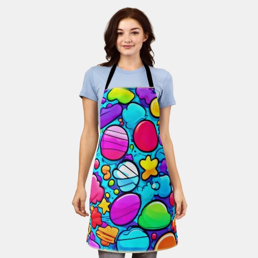Lebhaftes Abstraktes Candyland Schürze (Getragen)