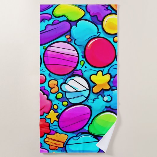 Lebhaftes Abstraktes Candyland Strandtuch (Vorderseite)