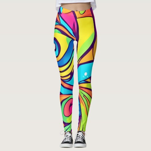 Lebhaftes Abstraktes Design Leggings (Vorderseite)