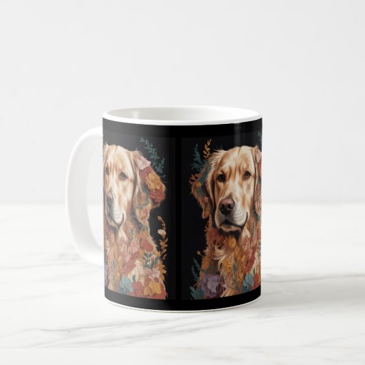 Lebhaftes Abstraktes Dog-Portrait Kaffeetasse (Vorderseite Links)