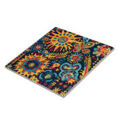 Lebhaftes Abstraktes ethnisches Huichol-Stammmuste Fliese (Seite)