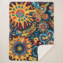 Lebhaftes Abstraktes ethnisches Huichol-Stammmuste