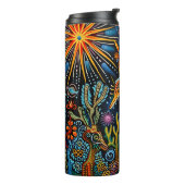 Lebhaftes Abstraktes ethnisches Huichol-Stammmuste Thermosbecher (Nach links gedreht)