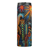 Lebhaftes Abstraktes ethnisches Huichol-Stammmuste Thermosbecher (Rückseite)