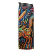 Lebhaftes Abstraktes ethnisches Huichol-Stammmuste Thermosbecher (Nach rechts gedreht)