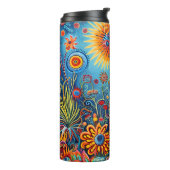 Lebhaftes Abstraktes ethnisches Huichol-Stammmuste Thermosbecher (Nach links gedreht)