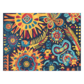 Lebhaftes Abstraktes ethnisches Huichol-Stammmuste Tischdecke (Vorderseite (Horizontal))