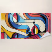 Lebhaftes Abstraktes geometrisches Gesicht Strandtuch (Vorderseite)