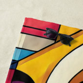 Lebhaftes Abstraktes geometrisches Gesicht Strandtuch (Beispiel)