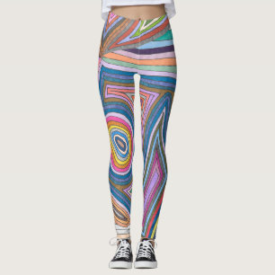 Lebhaftes Abstraktes geometrisches Streifenmuster Leggings