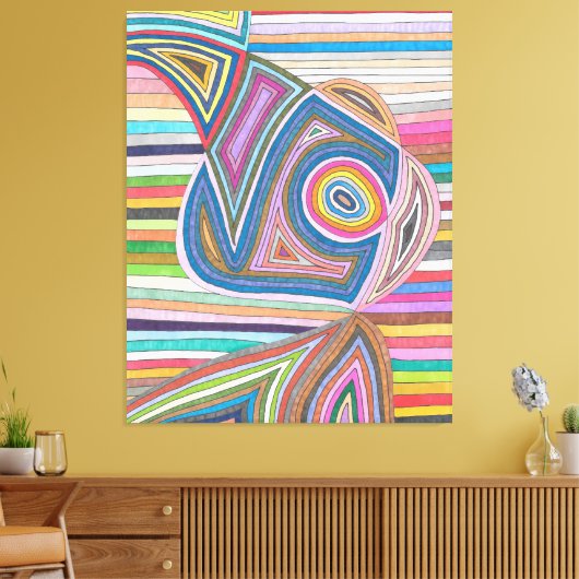 Lebhaftes Abstraktes geometrisches Streifenmuster Leinwanddruck (Insitu (Wohnzimmer))