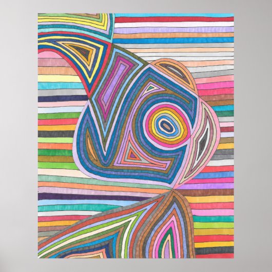 Lebhaftes Abstraktes geometrisches Streifenmuster Poster (Vorne)