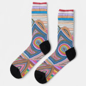 Lebhaftes Abstraktes geometrisches Streifenmuster Socken (Linkes Detail)
