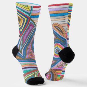Lebhaftes Abstraktes geometrisches Streifenmuster Socken