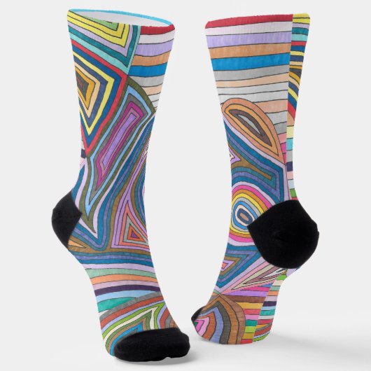 Lebhaftes Abstraktes geometrisches Streifenmuster Socken (Gewinkelt)