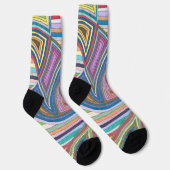 Lebhaftes Abstraktes geometrisches Streifenmuster Socken (Rechts)