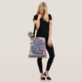 Lebhaftes Abstraktes geometrisches Streifenmuster Tasche (Am Model)