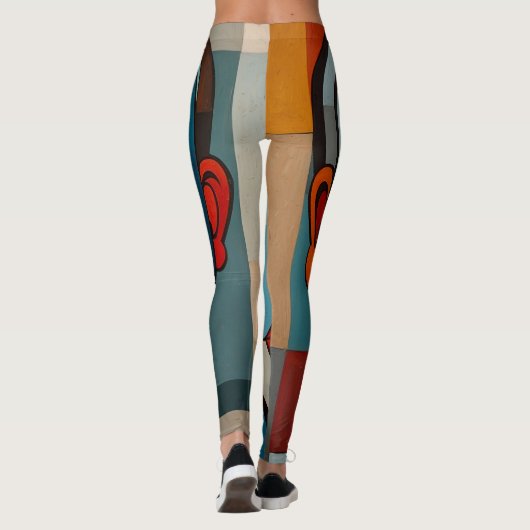 Lebhaftes Abstraktes Gesichtsbild Leggings (Rückseite)