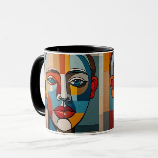 Lebhaftes Abstraktes Gesichtsbild Tasse (Vorderseite Links)