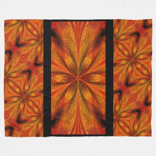 Lebhaftes Abstraktes Golden Daffodil Boho Design Fleecedecke (Vorderseite (Horizontal))