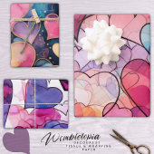 Lebhaftes Abstraktes Herz in Rosa und Blau Geschenkpapier Set