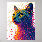 Lebhaftes Abstraktes Katzen-Portrait mit farbenfro Poster (Vorne)