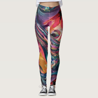 Lebhaftes, Abstraktes Multiprint-T - Shirt-Design Leggings