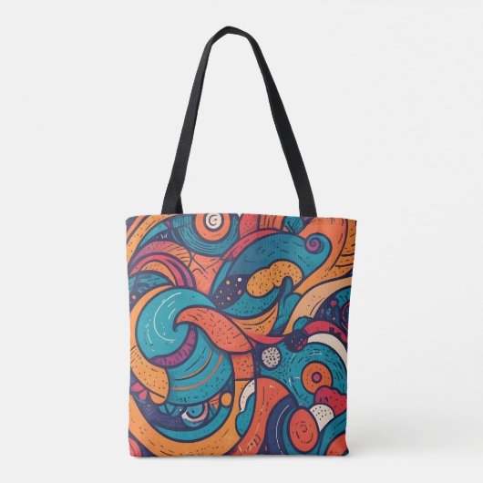 Lebhaftes abstraktes Muster mit wirbelnden Formen Tasche (Rückseite)
